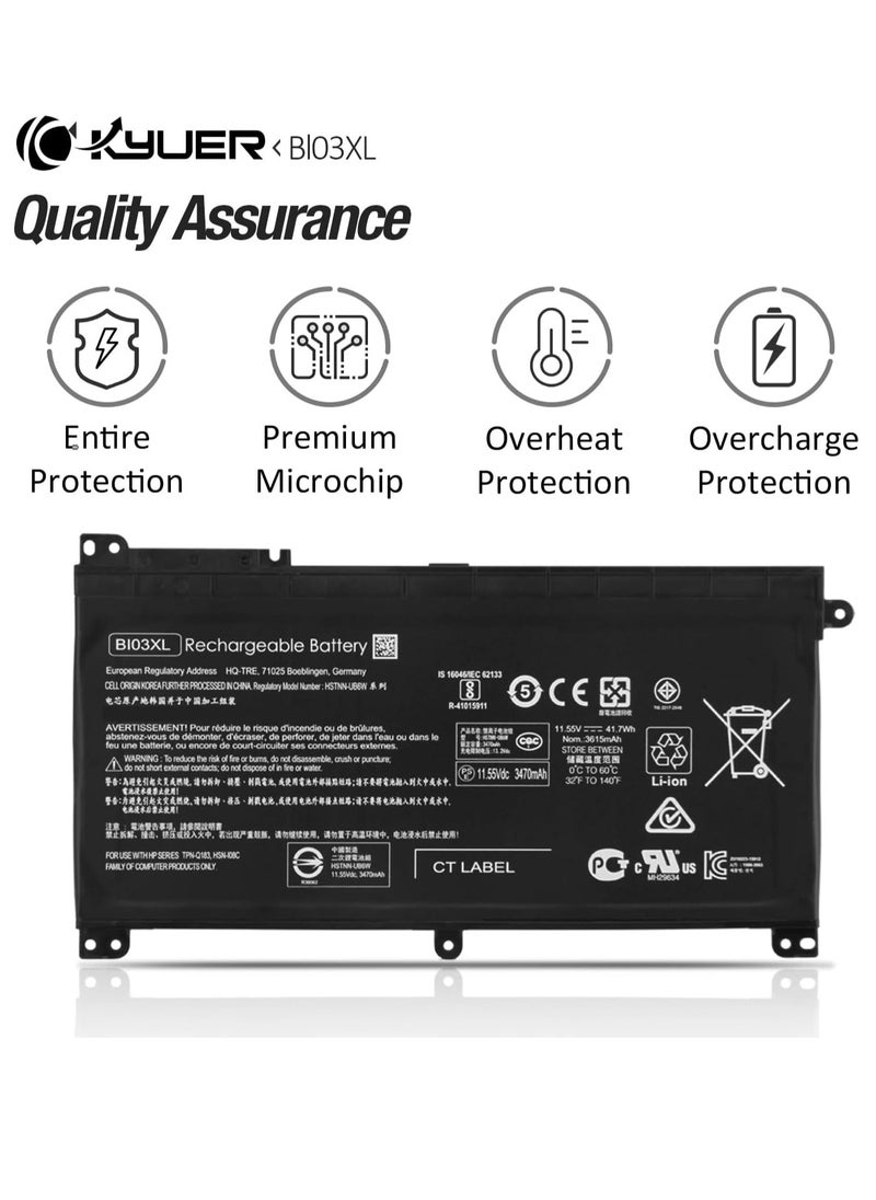 Generic - BI03XL Battery for HP ProBook X360 11 G1 G2 EE Pavilion X360 13-u Stream 14-ax0xx 14-cb0xx 14-ds0xxx 14-ax005nf 14-ax014nl 14-ax011nl 14-dl S000 01nf 14-ds0004nl 13-u102ng 13-u105ns 13-u001nl - Image 1