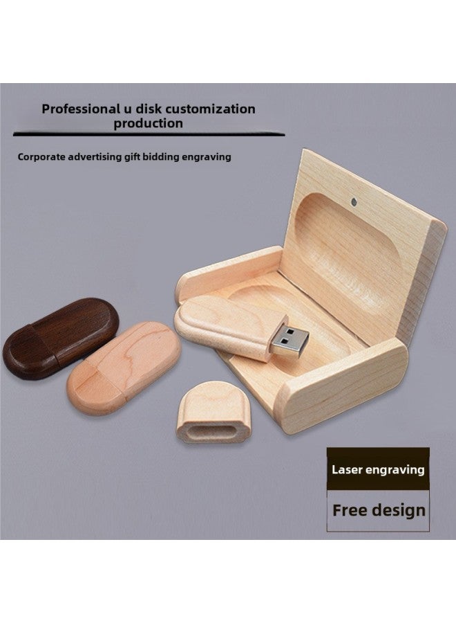 Wooden U Disk Meeting Gift Creative U Disk 16g Maple Bamboo U Disk 32g Large Capacity Mobile Phone U Disk Engraving Logo-Capacity:32GB - Image 1