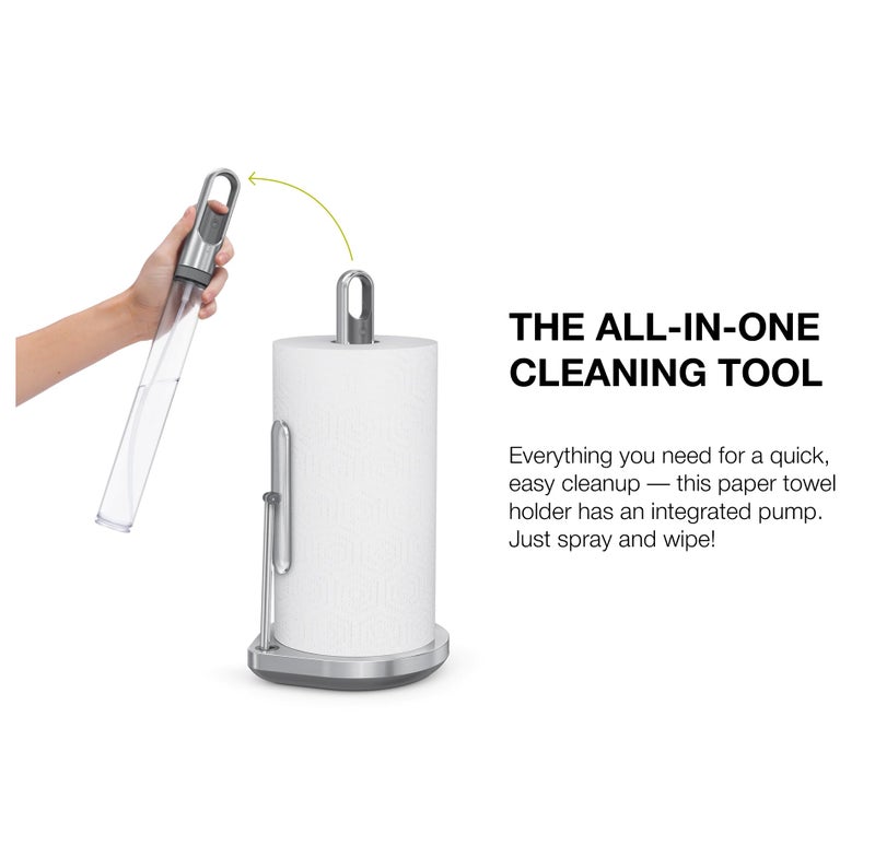 simplehuman Standing Paper Towel Holder with Spray Pump, Brushed Stainless Steel - Image 2