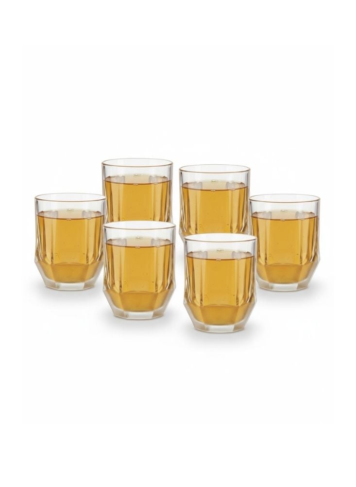 Premium Deluxe Juice Glasses Set of 6 – Clear Hexagon-Cut Design, Turkish-Style Elegance - Image 1