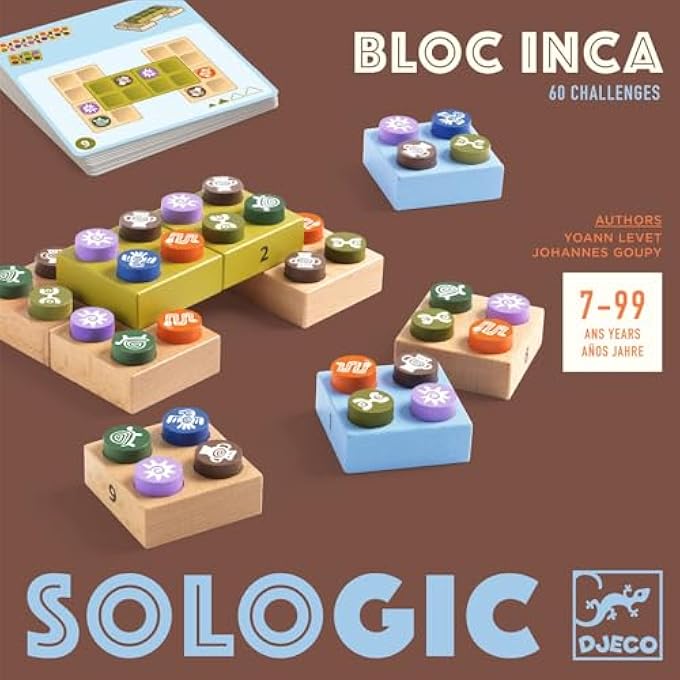 SOLOGIC BLOC INCA, WOODEN LOGIC PUZZLE GAME WITH 60 CHALLENGE CARDS, FSC CERTIFIED BLOCKS, BRAIN TEASER FOR KIDS AND ADULTS, EDUCATIONAL TOY FOR AGES 7 - Image 2