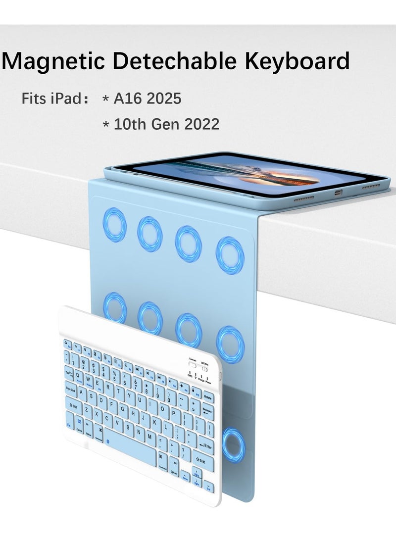 general Keyboard Case for iPad 11th Generation (A16) 2025, for iPad 10th Generation 2022 [Magnetic Detachable Wireless Keyboard][Support 3 System] Folio Case with Pencil Holder - Image 2