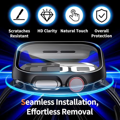 idudu 2 Pack Hard Case for Apple Watch Series 10 Series 11 [2025] 46mm Screen Protector,Built-in Full Tempered Glass [Touch Sensitive] Slim Bumper Protective Cover iWatch S10 S11 Accessories - Image 3