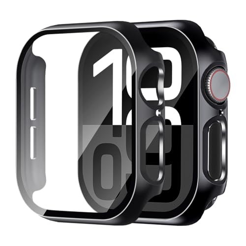 idudu 2 Pack Hard Case for Apple Watch Series 10 Series 11 [2025] 46mm Screen Protector,Built-in Full Tempered Glass [Touch Sensitive] Slim Bumper Protective Cover iWatch S10 S11 Accessories - Image 1