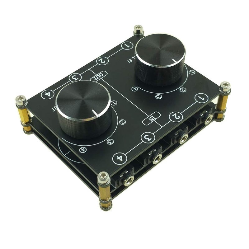 SOLUPEAK 4 Input 4 Output 3.5mm Audio Switch Box, AUX Switcher, Stereo Audio Selector Box, Line Router Splitter Combiner for Home Audio - Image 1