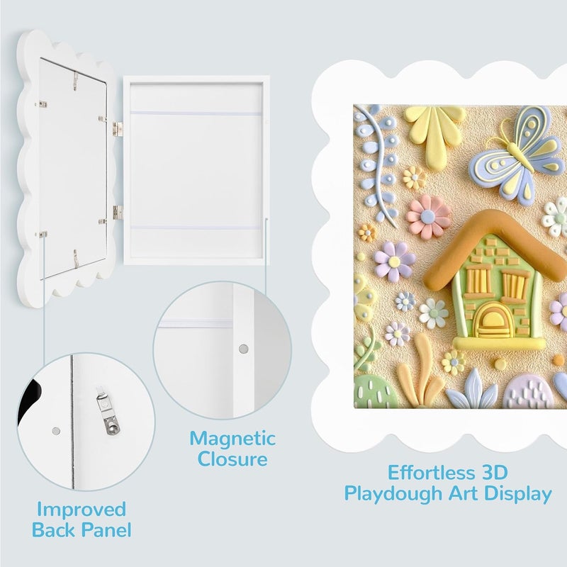 Solfres Kids Art Frames Front Opening 9x12 & 8.5x11 w/Mat, Set of 2, Kids Artwork Frames Changeable, Picture Frame with Storage Holds 150 Drawings, Display for Art Projects 3D Crafts, White - Image 3