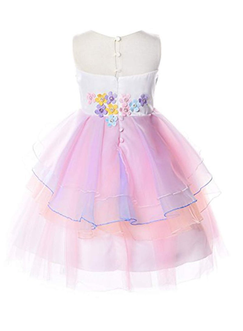 Unicorn Tutu Dress for Girls 3D Flower Princess Party Costume with Headband, XL - Image 2