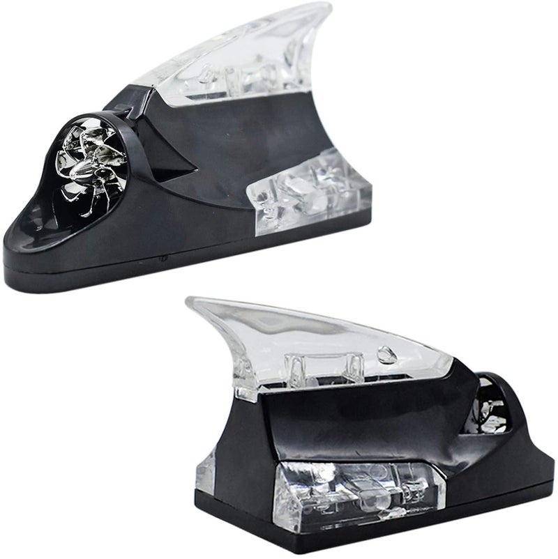 AutoBizarre Car Decorative Shark Fin Antenna with Wind Powered LED Multicolor Warning Strobe Lights Compatible with All Cars (Black) - Image 4