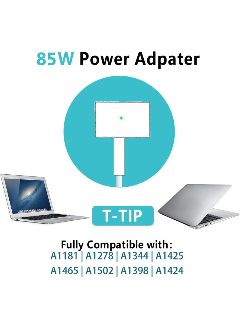 Replacement (85W/20V/4.25A) Power Adapter With A (T-Tip connector) For MacBook Pro With Retina Display Released Mid-2012 - Mid-2015), (White) - Image 3