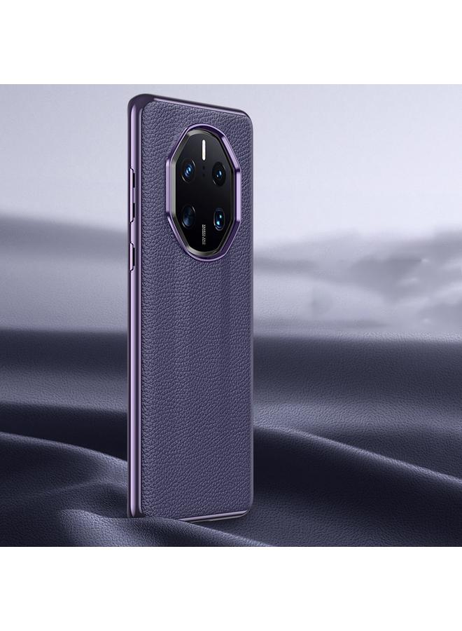 اس-توب جراب لهاتف Huawei Mate 50 RS مصنوع من الجلد الأصلي بنقشة الليتشي - Image 1