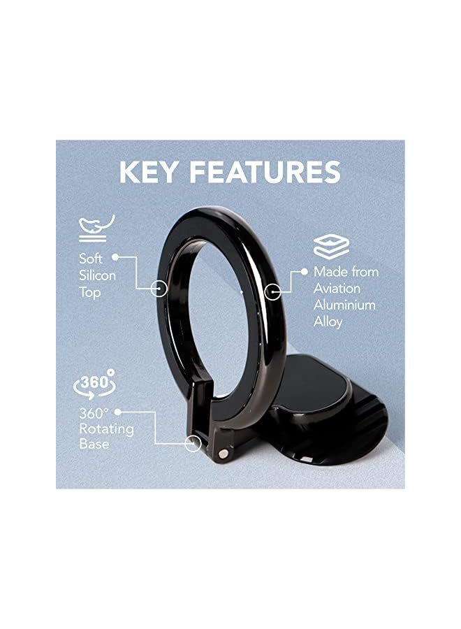 BLUE OCEAN Car Phone Holder Foldable Dashboard Cell Phone Car Mount 360 Rotation Phone Magnet Holder Car Aluminum Compatible for Magsafe car mount iPhone 14 13 12 series (MODEL B - 360º MAG SAFE)  - Image 5