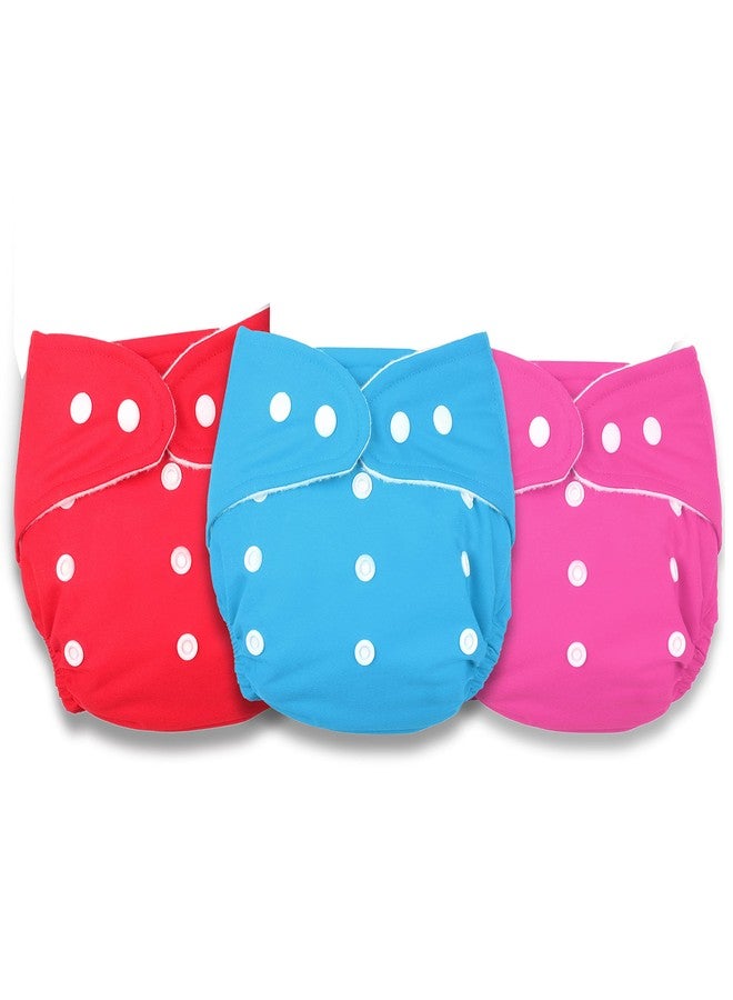 Deedry Oeko-Tex Certified Baby Cloth Diapers Washable & Reusable Diapers with Adjustable Snap Buttons | 3 Months- 3 Years (Pack of 3, Without Inserts) - Image 1