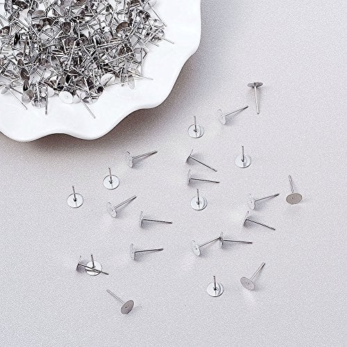 Craftdady 500 Pieces Stainless Steel Flat Round Blank Peg Earrings Posts Flat Pad Ear Stud Components Earring Making Findings (12x6mm, Pin: 0.6mm) - Image 4