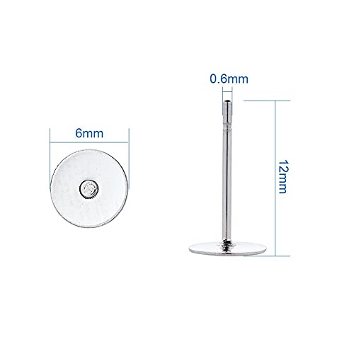 Craftdady 500 Pieces Stainless Steel Flat Round Blank Peg Earrings Posts Flat Pad Ear Stud Components Earring Making Findings (12x6mm, Pin: 0.6mm) - Image 3