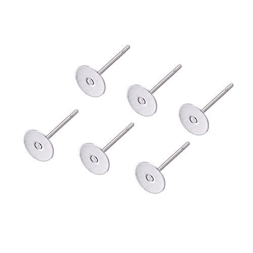 Craftdady 500 Pieces Stainless Steel Flat Round Blank Peg Earrings Posts Flat Pad Ear Stud Components Earring Making Findings (12x6mm, Pin: 0.6mm) - Image 1