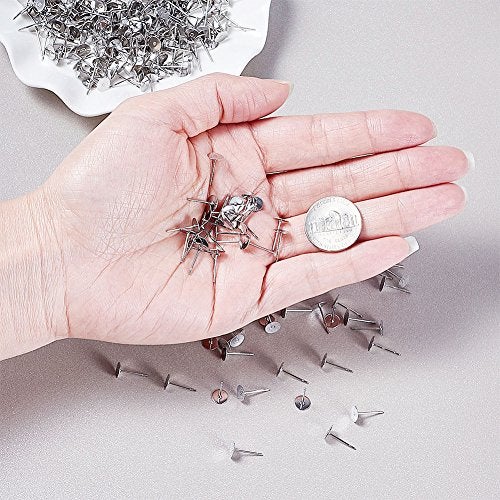 Craftdady 500 Pieces Stainless Steel Flat Round Blank Peg Earrings Posts Flat Pad Ear Stud Components Earring Making Findings (12x6mm, Pin: 0.6mm) - Image 5