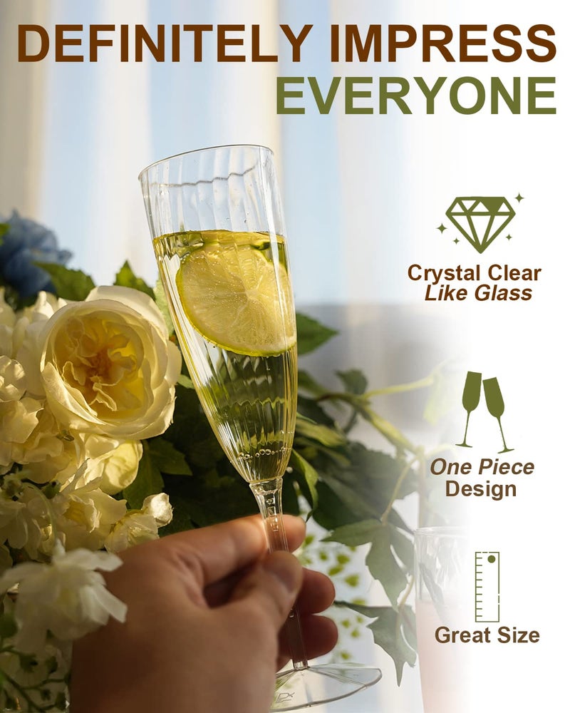Walee Koky Plastic Champagne Flutes, 36 PCS Clear Disposable Wine Glasses Reusable Plastic Cocktail Cups for Home Daily Life Party Birthday Wedding Toasting Drinking Champagne(6 oz) - Image 2