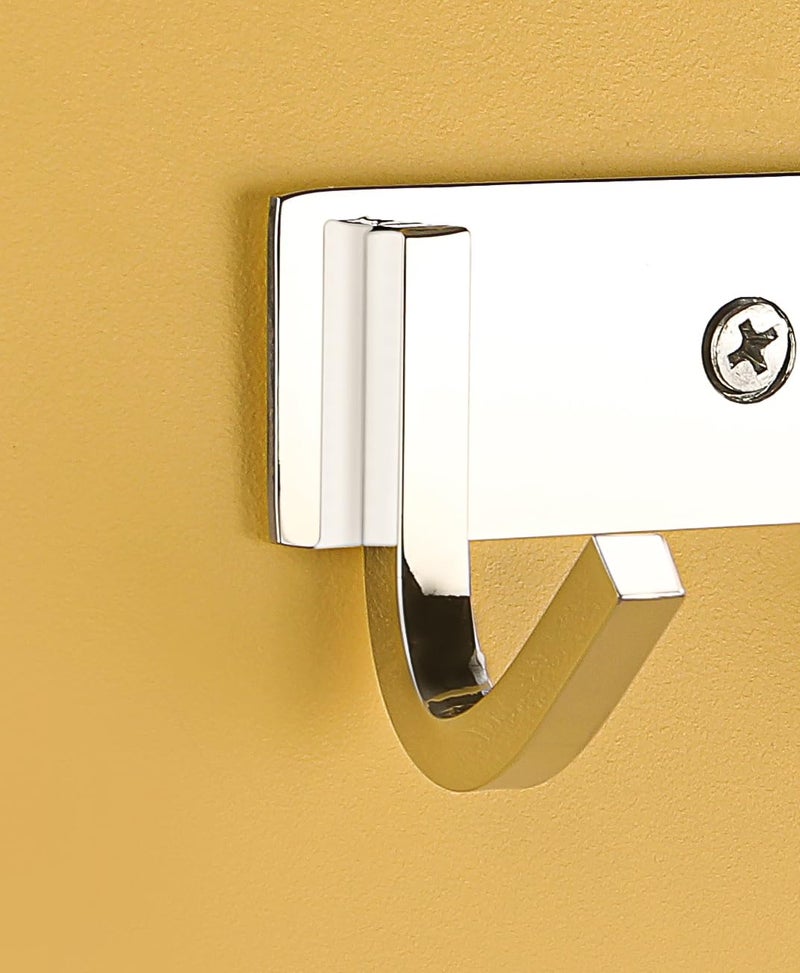 iSTAR 6 Pin Stainless Steel Premium Bathroom Cloth Hooks Hanger Wall Bedroom Bathroom Robe Hooks Rail for Hanging Keys,Clothes,Towel Steel Hook Square (Silver) Pack of 2 - Image 3