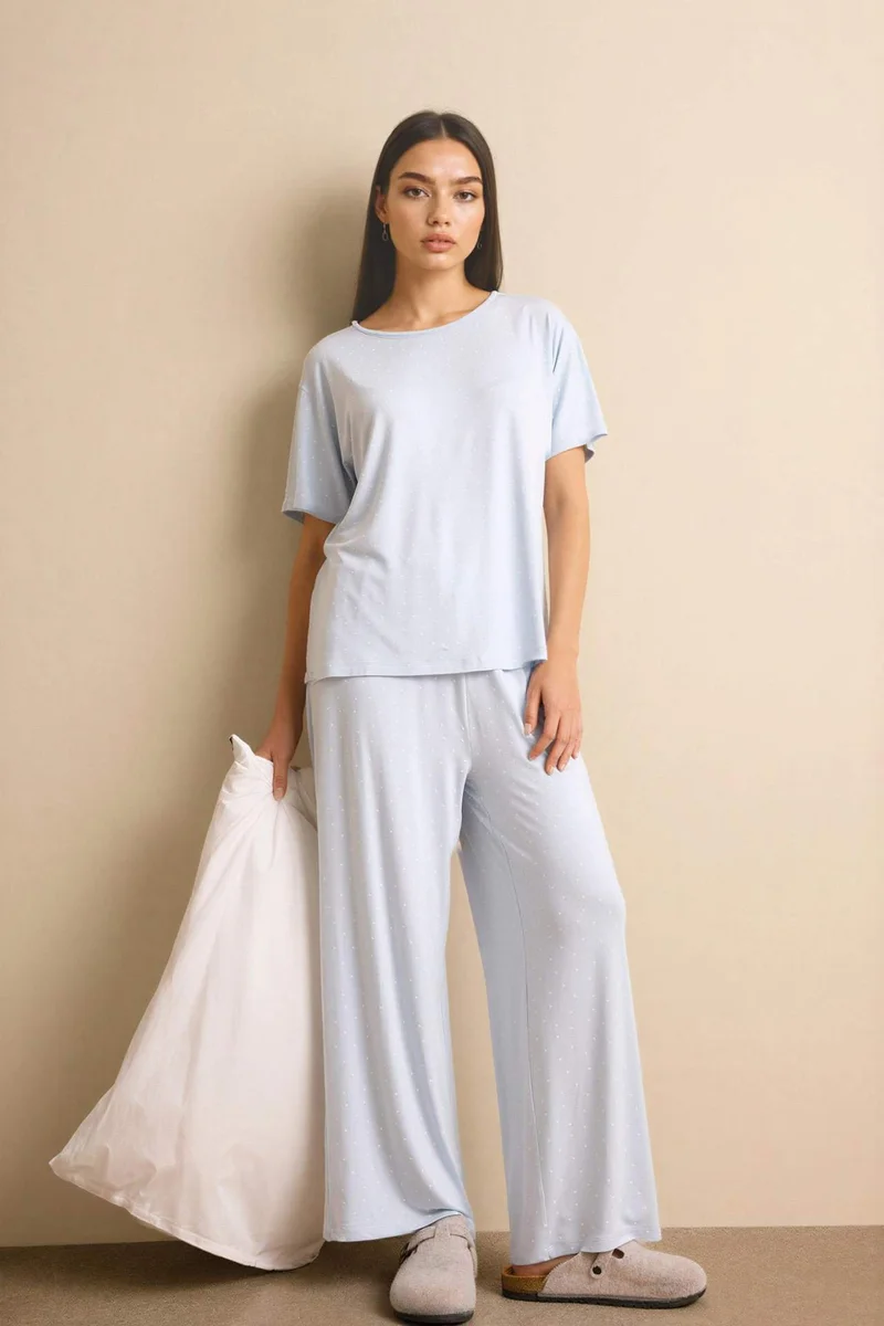 DeFacto Short Sleeve Top Bottom 2 Piece Pyjamas Set