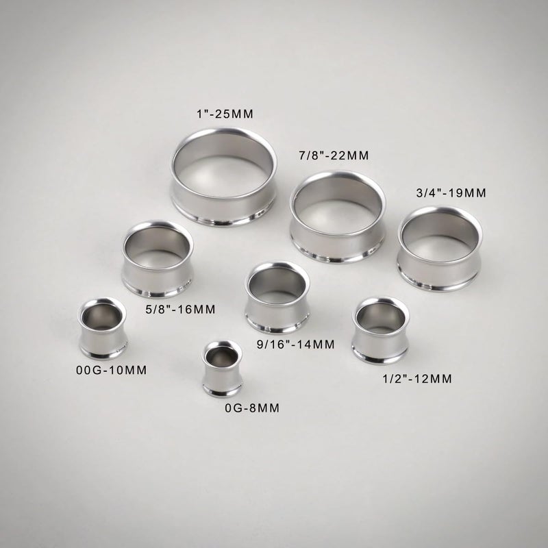 COOEAR Titanium Earrings Piercing Tunnels, 1 Pair Ear Gauges Stretchered Plugs, Steel Color Eyelet Body Jewelry 00g. - Image 5