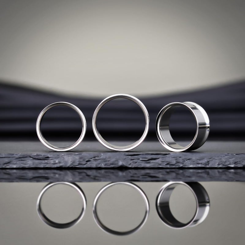COOEAR Titanium Earrings Piercing Tunnels, 1 Pair Ear Gauges Stretchered Plugs, Steel Color Eyelet Body Jewelry 00g. - Image 2