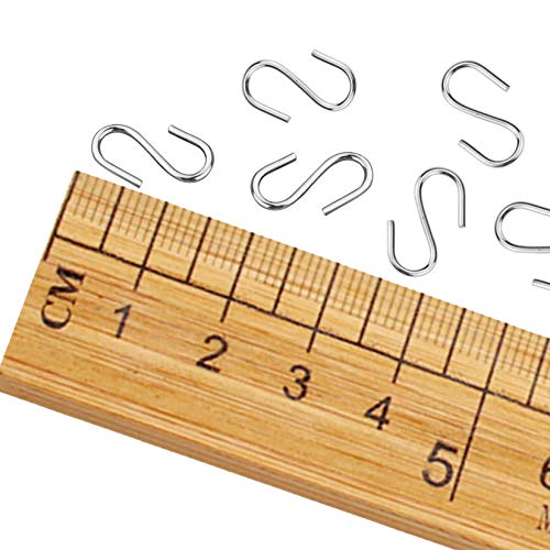 Nydotd 180 Pcs Mini S Hook Connectors, 0.55 Inch Mini Metal S-Shaped Wire Hook Hangers Christmas Ornament Hooks for DIY Crafts, Hanging Jewelry, Key Chain Ring and Tags, Wood Circles (Silver, 14mm) - Image 3
