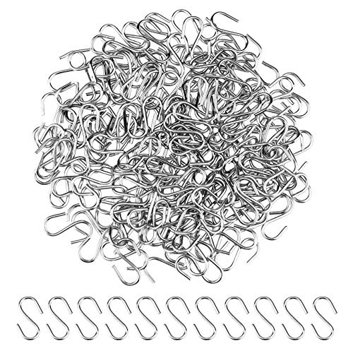 Nydotd 180 Pcs Mini S Hook Connectors, 0.55 Inch Mini Metal S-Shaped Wire Hook Hangers Christmas Ornament Hooks for DIY Crafts, Hanging Jewelry, Key Chain Ring and Tags, Wood Circles (Silver, 14mm) - Image 1