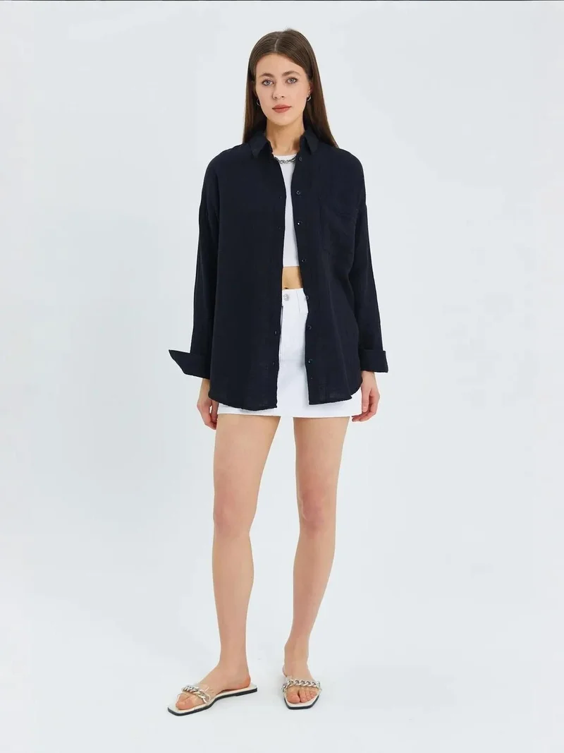 MixRay Mixray Oversize Shirt with Pocket Detail