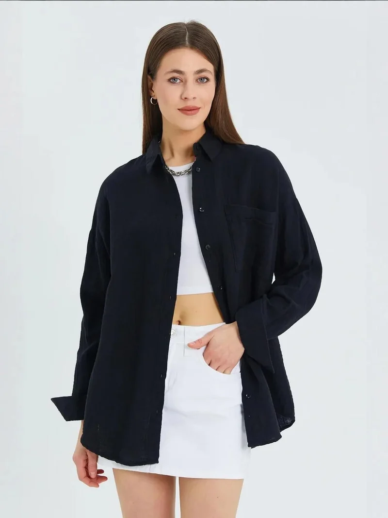 MixRay Mixray Oversize Shirt with Pocket Detail