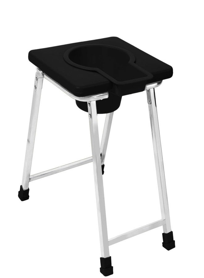 NEOSAFE Stainless Steel Folding Shower Chair, Toilet Chair, Commod Chair, for Indian Toilet for Elderly Disabled Man, Women and Pregant Women with Anti-Slip Rubber Bush(Black)(110Kg Weight Capacity) - Image 1