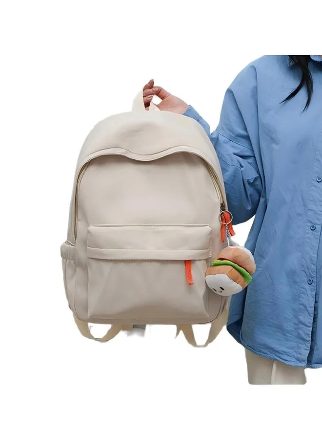 Take Two White Polyester Backpack with Zip Closure