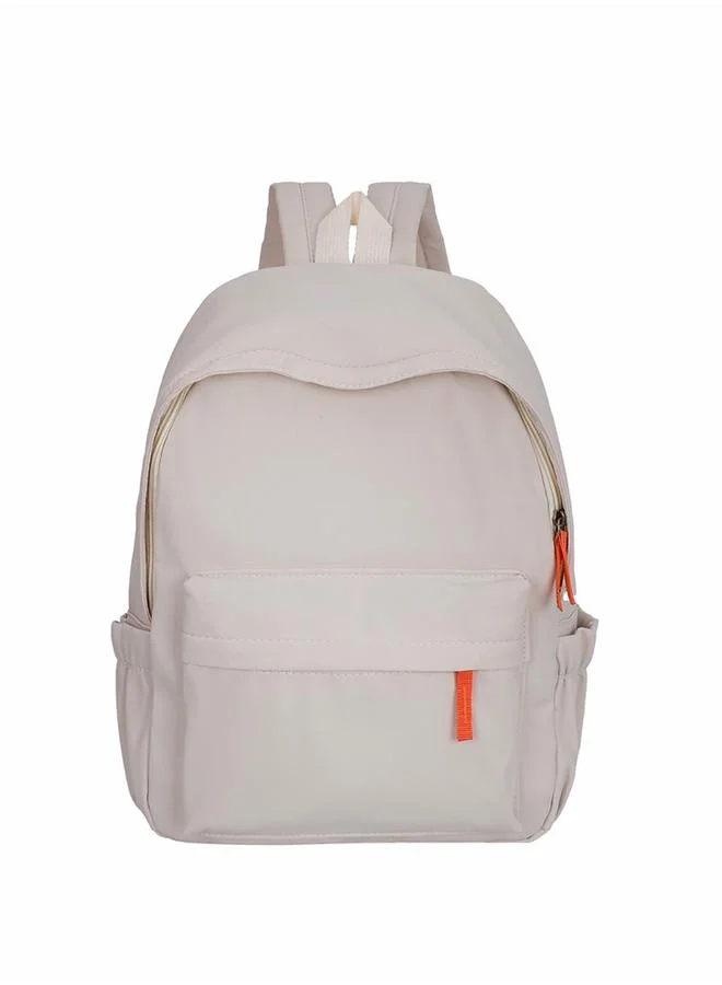 Take Two White Polyester Backpack with Zip Closure