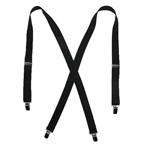 CTM Women's Elastic Clip-End 1 Inch Basic Suspenders, Black - Image 1