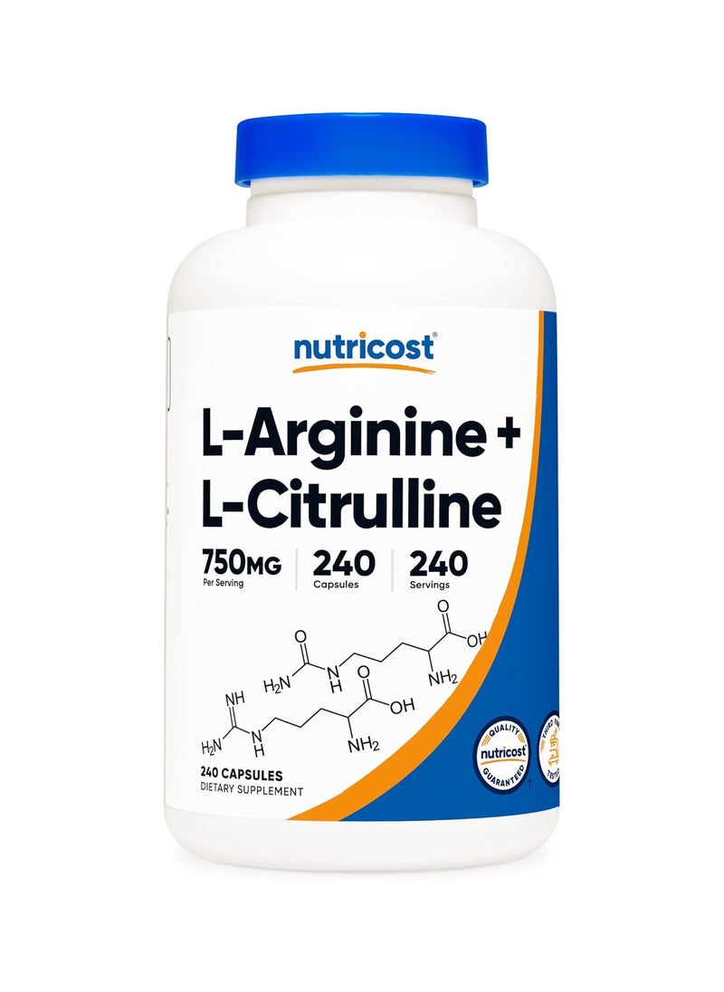 Nutricost Nutricost L-Arginine L-Citrulline Complex 750mg - GMO-Free - Gluten-Free - 240 Capsules 