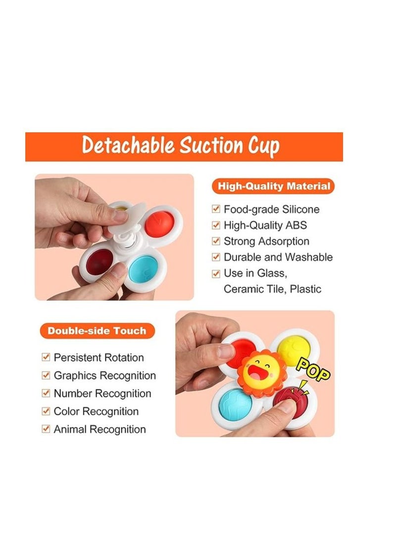 ORiTi ORiTi 3PCS Suction Cup Spinner Toy for Baby, Simple Dimple Fidget Toys with Stackable Suction Cup Toys, Sensory Toys for Toddlers 1-3 Years Old, Infant Baby 6 12 18 Months Birthday Gifts Bath Toy  - Image 4