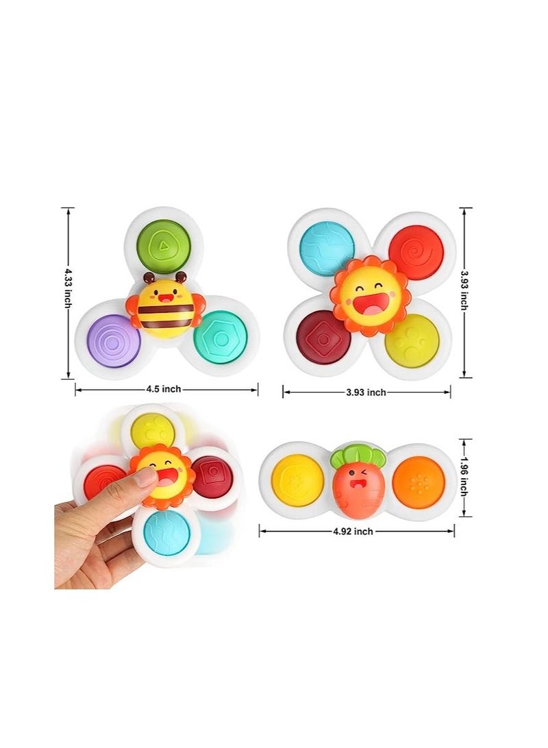 ORiTi ORiTi 3PCS Suction Cup Spinner Toy for Baby, Simple Dimple Fidget Toys with Stackable Suction Cup Toys, Sensory Toys for Toddlers 1-3 Years Old, Infant Baby 6 12 18 Months Birthday Gifts Bath Toy  - Image 2