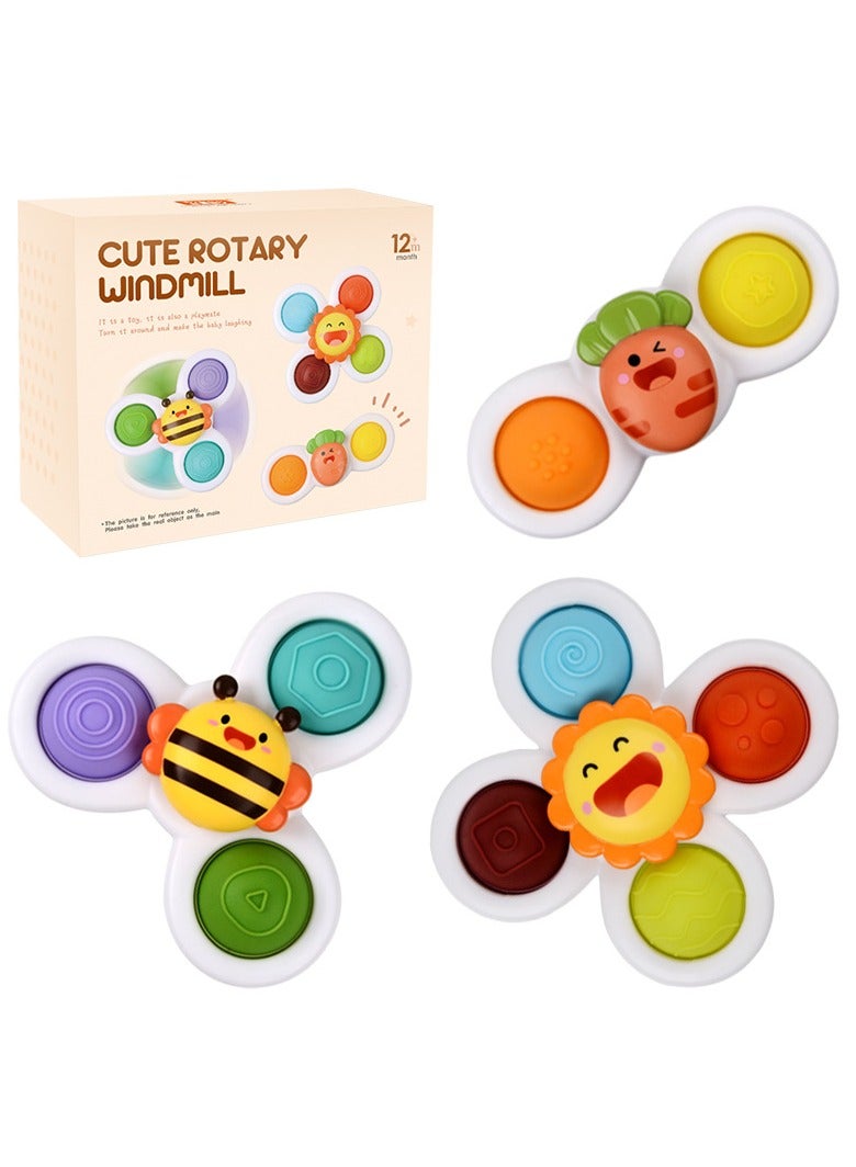 ORiTi ORiTi 3PCS Suction Cup Spinner Toy for Baby, Simple Dimple Fidget Toys with Stackable Suction Cup Toys, Sensory Toys for Toddlers 1-3 Years Old, Infant Baby 6 12 18 Months Birthday Gifts Bath Toy  - Image 1
