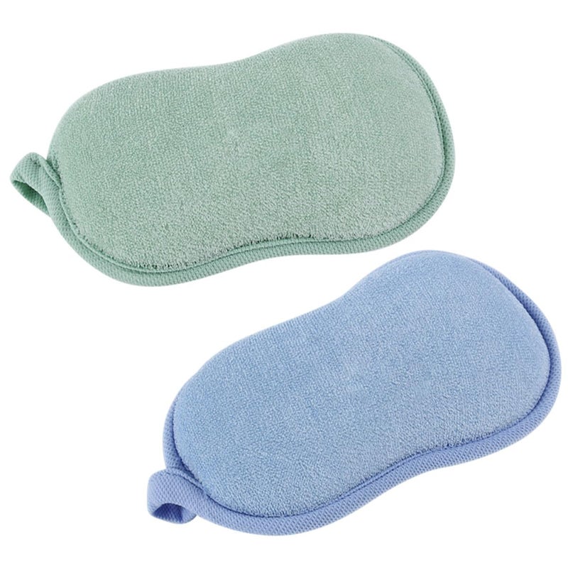 Soft Bath Sponge Shower Ball 2 Pack Green Blue Non Irritating Body Cleansing Fiber - Image 2