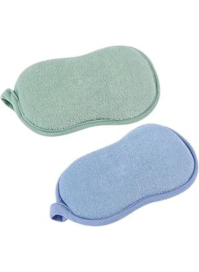 Soft Bath Sponge Shower Ball 2 Pack Green Blue Non Irritating Body Cleansing Fiber - Image 1