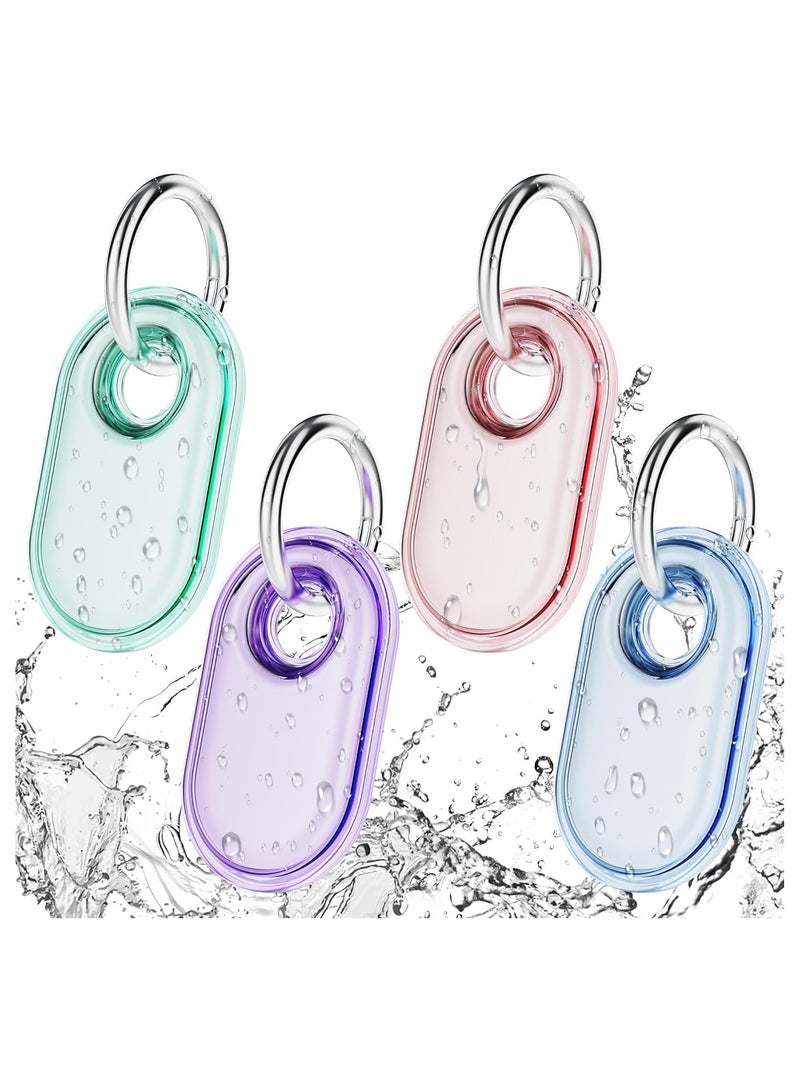 4-Pack for Samsung Smart tag 2 Case with Key Ring, Full-Wrapped IPX8 Waterproof TPU Cover for Galaxy SmartTag2, Anti-Scratch Protective Holder for Backpacks,Car,Luggage,Pets(Green/Pink/Blue/Purple) - Image 1
