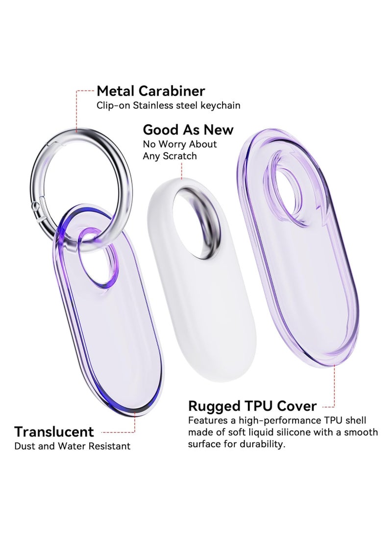 4-Pack for Samsung Smart tag 2 Case with Key Ring, Full-Wrapped IPX8 Waterproof TPU Cover for Galaxy SmartTag2, Anti-Scratch Protective Holder for Backpacks,Car,Luggage,Pets(Green/Pink/Blue/Purple) - Image 3