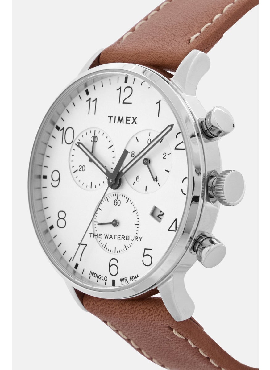 TIMEX Men TW2T28000 Classic Chronograph Leather Watches 40mm, Brown  - Image 3