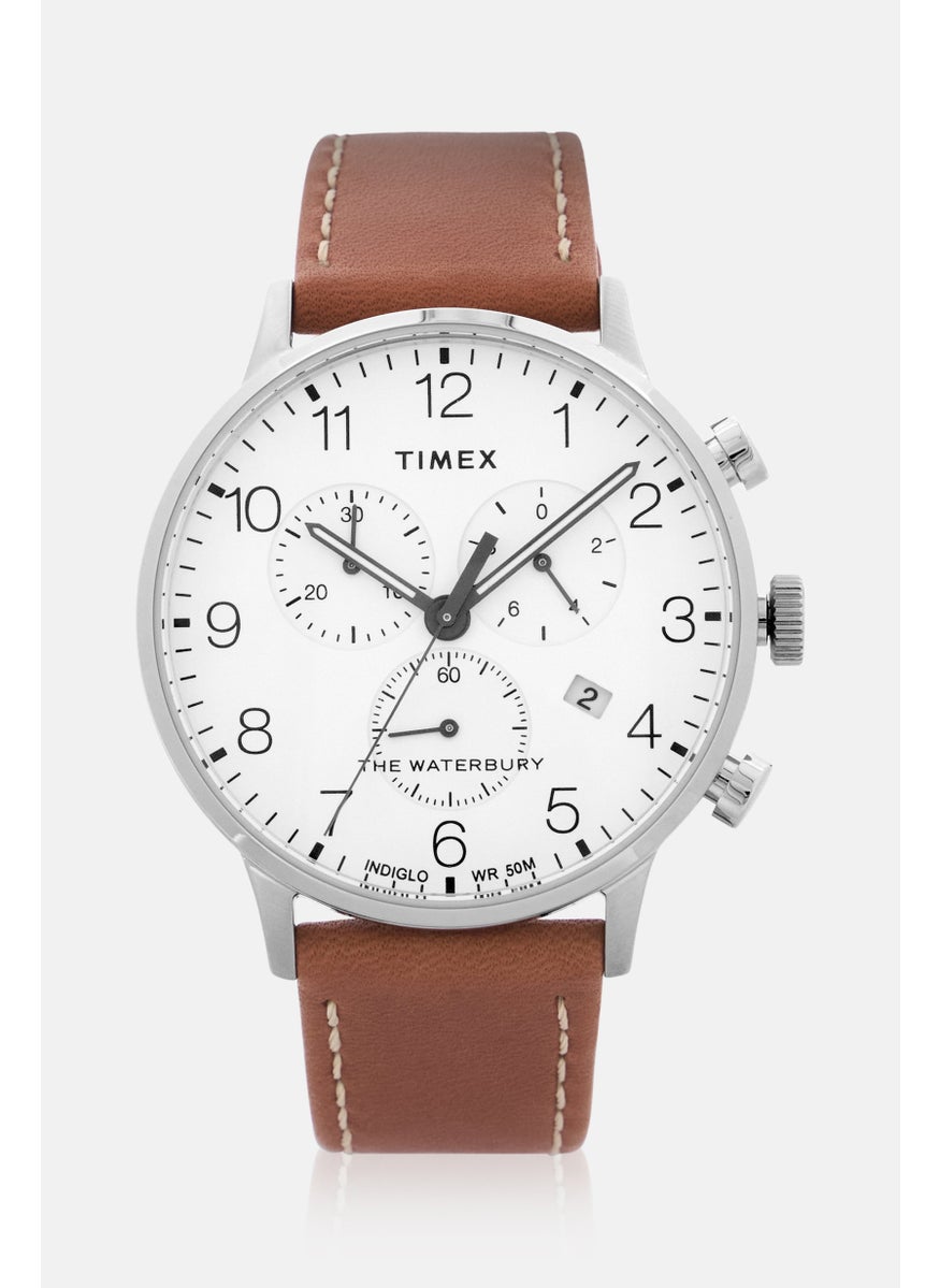 TIMEX Men TW2T28000 Classic Chronograph Leather Watches 40mm, Brown  - Image 1
