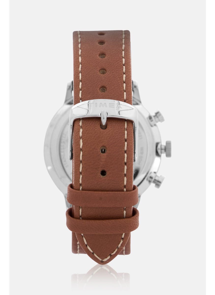 TIMEX Men TW2T28000 Classic Chronograph Leather Watches 40mm, Brown  - Image 5