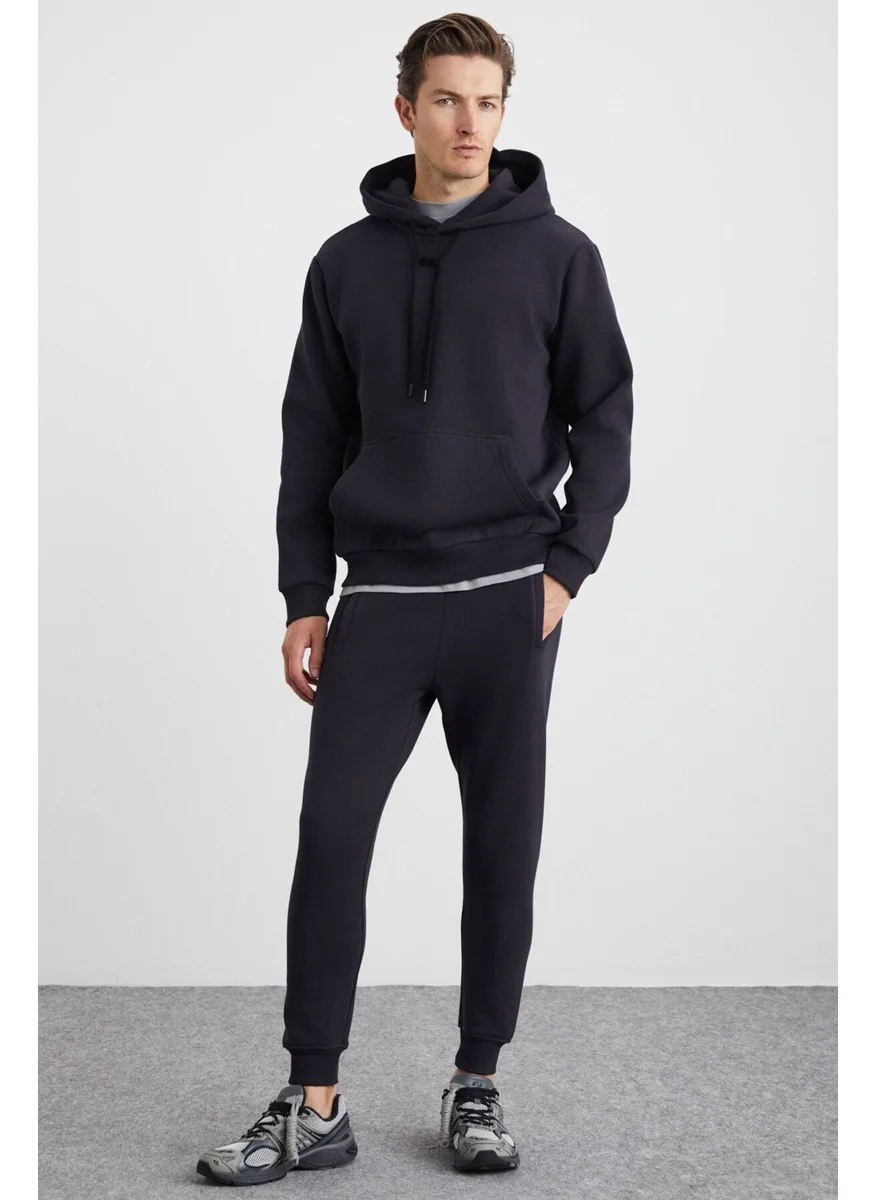 جريميلانج Hakone Men's Basic Soft Regular Fit Elastic Leg Organic Cotton Anthracite Sweatpants