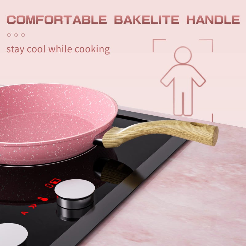 Innerwell Frying Pan Nonstick Set, 8" & 9.5" & 11" Pink Egg Pan, Non Stick Fry Pan Set PFOA-Free Omelet Pan, Toxin-Free Skillets Stone Cookware, Anti-Warp Base with All Stove Tops Available,Induction Compatible - Image 4