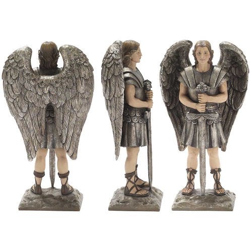 Dicksons Archangel Michael 8 x 6 inch Silver Tone Resin Stone Table Top Figurine - Image 2