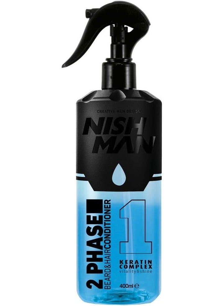 Nishman 2 Phase Beard and hair Condiitoner 1 Keratin Complex in Vitality and Shine 400ml - Image 1
