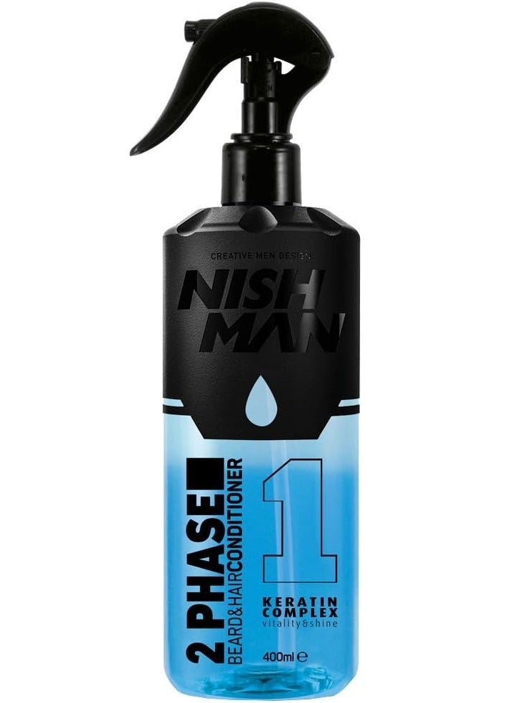 Nishman 2 Phase Beard and hair Condiitoner 1 Keratin Complex in Vitality and Shine 400ml - Image 2