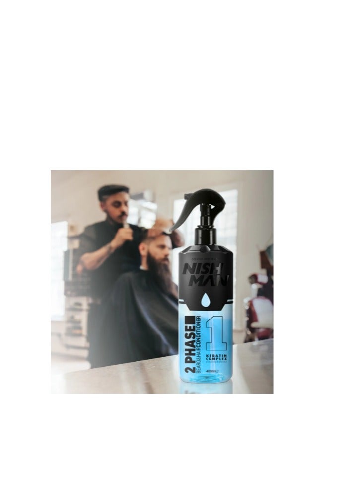 Nishman 2 Phase Beard and hair Condiitoner 1 Keratin Complex in Vitality and Shine 400ml - Image 3